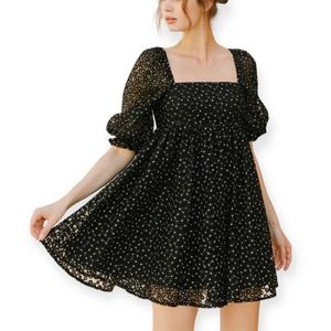 Black Daisy Baby Doll Dress